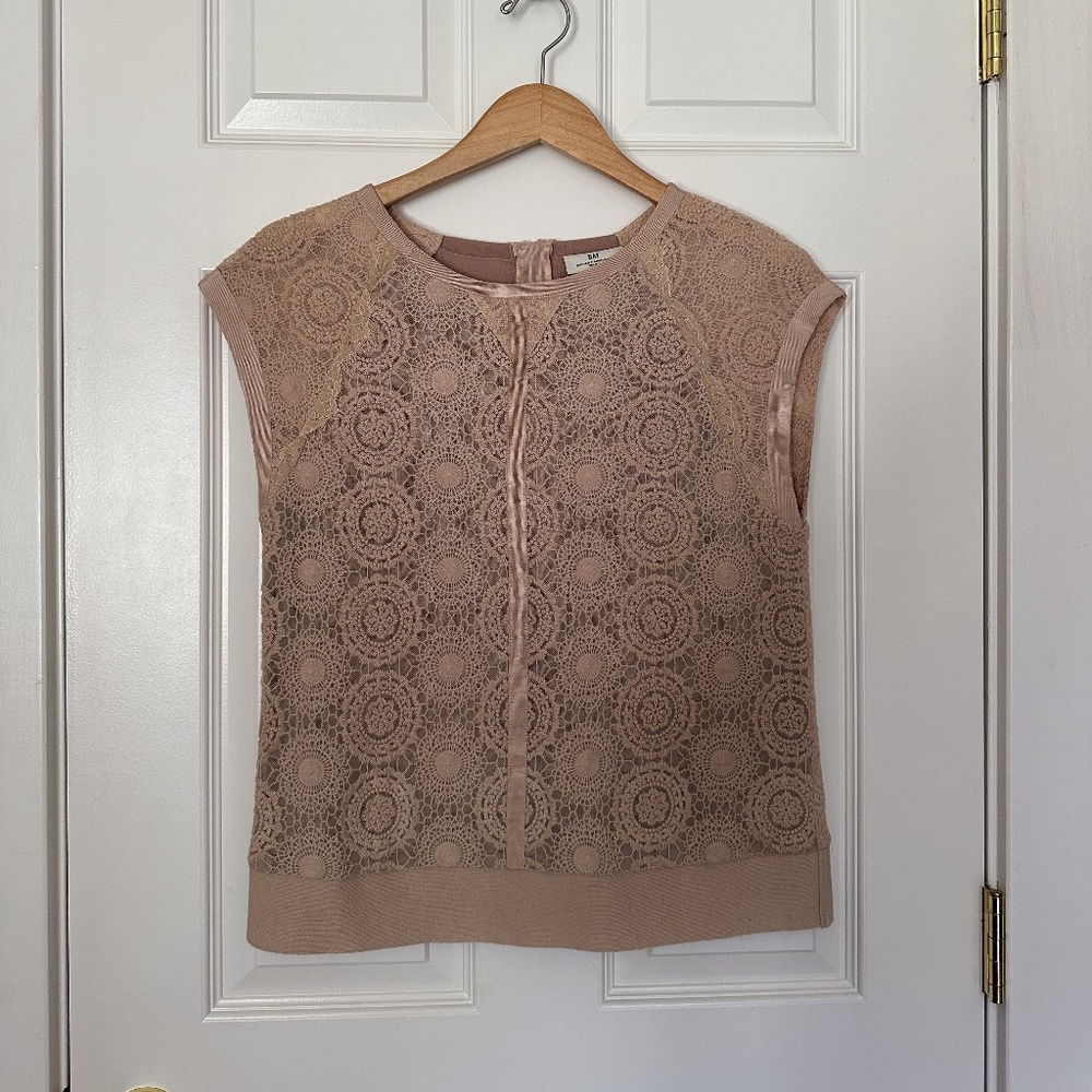 Designer Blush Lace Top With Mesh Lining By Scand… - image 1